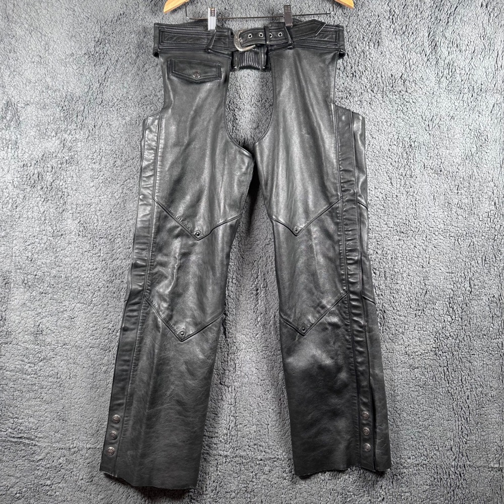 Harley-Davidson Black Leather Motorcycle Chaps